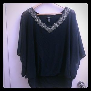 Alfani | Blouse | 2X - Shell | Navy Blue